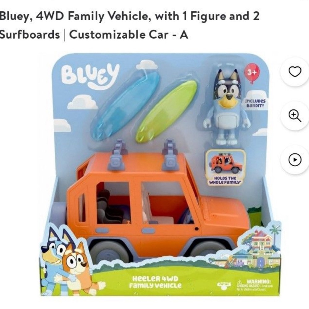 Bluey Heeler 4WD Family Vehicle with Figure and Surfboards - Orange